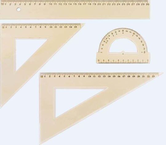 Set 4 Instrumente Geometrice din Polistiren Mare 30 16 24 10 cm Crem