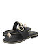 Norrin Leather Women's Flat Sandals in Black Color