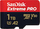 Sandisk Extreme Pro microSDXC 1.0TB Klasse 10 U3 V30 A2 UHS-I mit Adapter