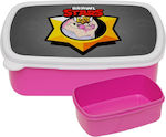 Brawl Stars Byron Pink Kids Food Container Lunchbox Plastic Bpa-free Lunch Box M18 X W13 X H6cm