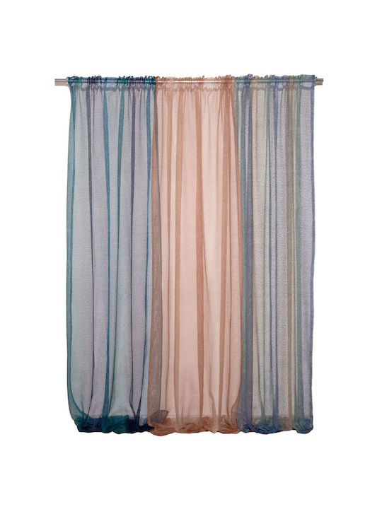 Viopros Curtain with Pencil Pleat Blue 140x270cm