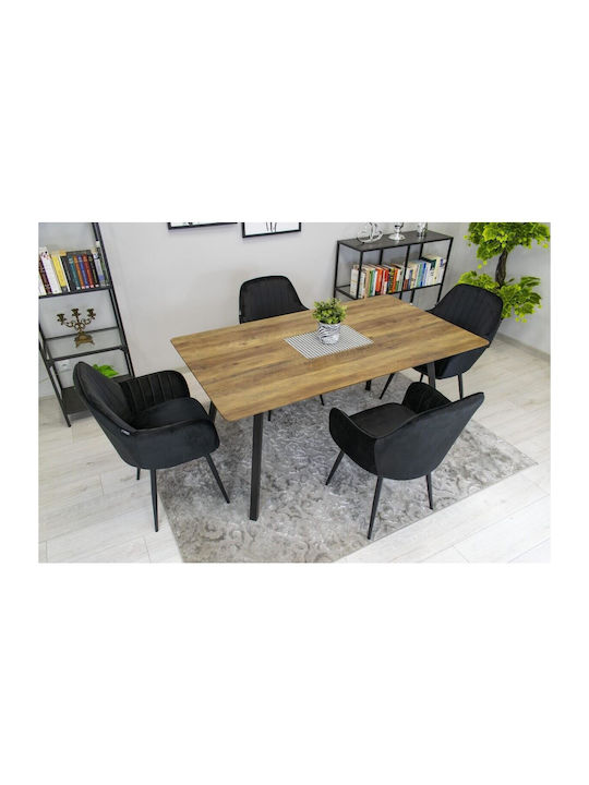 Kitchen Velvet Chair Negru 57.5x56.5x86.5cm