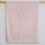 Nima Jacquard Pink Cotton Beach Towel with Fringes 160x90cm