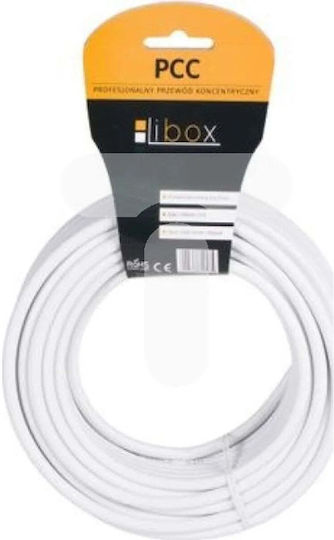 Libox Cablu Antenă Coaxial de sex masculin - Coaxial de sex feminin Alb 20m (PCC20)