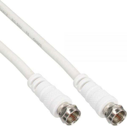 InLine Cablu Antenă Coaxial de sex masculin - Coaxial de sex feminin Alb 3m (69303)