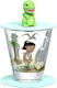 Kindertasse Deckel Untertasse Dino Set aus 3 Stück 023678l Multi Leonardo Glas
