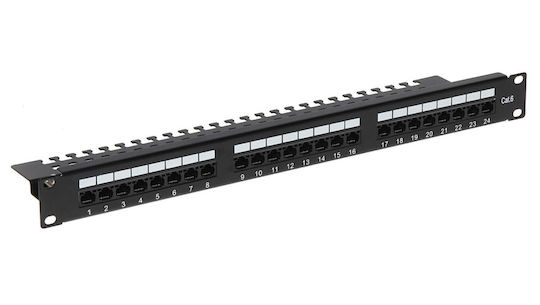 Delta Patch Panel για Rack 1U 19" 24 Θυρών Μαύρο
