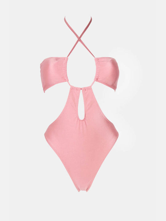 One-Piece Swimsuit Wide Strap Strings 4181707-pink
