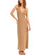 Summer Maxi Knitted Dress Golden Beige