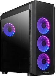 Chieftec Scorpion 4 Mini Tower Κουτί Υπολογιστή με Πλαϊνό Παράθυρο και RGB Φωτισμό Μαύρο