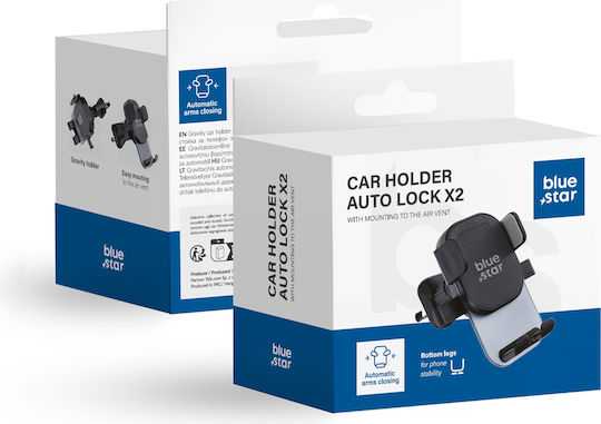 Blue Star Suport Auto pentru Telefon cu cârlige reglabile Neagră