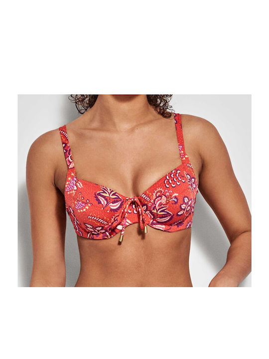 Gisela Underwire Bikini Bra with Adjustable Straps Red