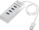 Hub 4 Θυρών USB 3.0 με σύνδεση USB-A Λευκό