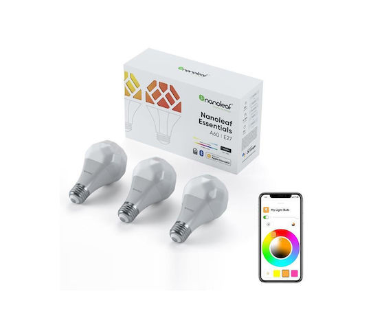 Nanoleaf Smart LED-Lampen 9W für Fassung E27 und Form A60 RGB 806lm Dimmbar 3Stück