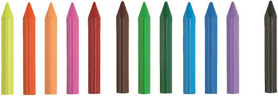 Zola Wax Crayon Set 12 Pieces Triangular Multicoloured 9 Cm