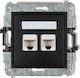 Karlik Διπλή Πρίζα Δικτύου RJ45 με Πλαίσιο Τύπου Cat5 σε Μαύρο Χρώμα 12MGK-2