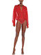 Bodysuit with Transparency Red