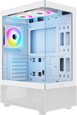 Logic Look ARGB Midi Tower Computer Case with Window Panel White