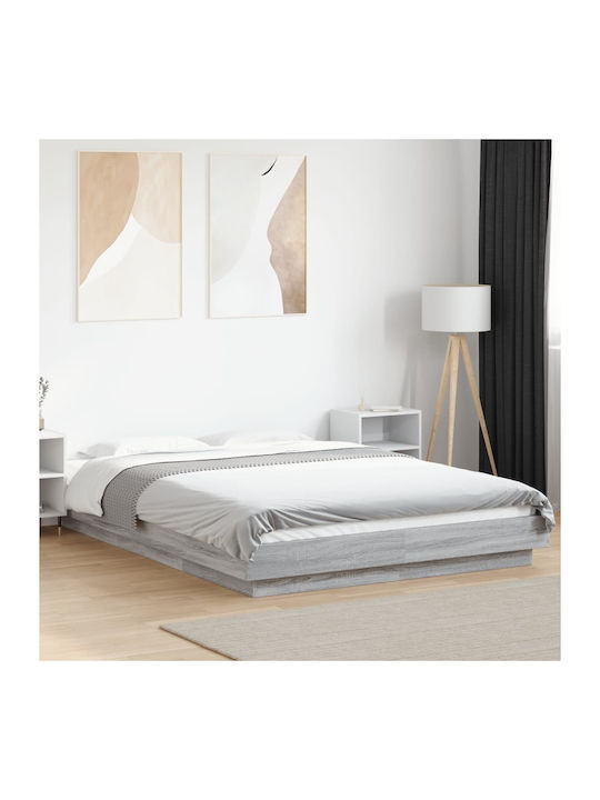 Doppelbett Holz Grau mit Lattenrost für Matratz...