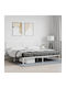 King Size Metallbett Weiß mit Lattenrost für Matratze 193x203cm