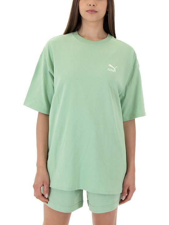 Puma Better Classics Logo Femeie Sport Supradimensionat Tricou Green