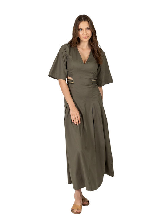 Aggel Maxi Φόρεμα Πλεκτό Khaki
