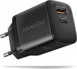 Axagon Φορτιστής Χωρίς Καλώδιο με Θύρα USB-A και Θύρα USB-C 20W Power Delivery / Quick Charge 2.0 / Quick Charge 3.0 / Quick Charge 4+ Μαύρος (ΑCU-ΡQ20)