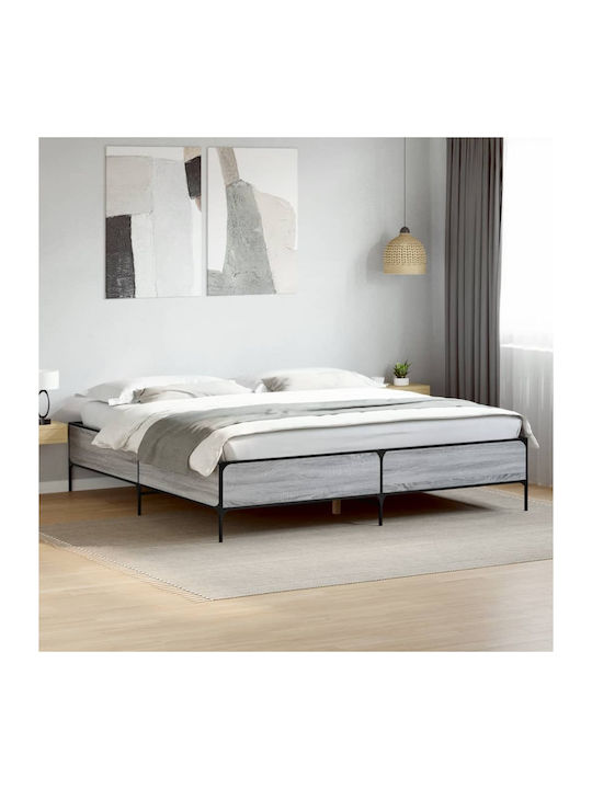 Υπόστρωμα Κρεβατιού King Size Ξύλινο Γκρι με Τά...