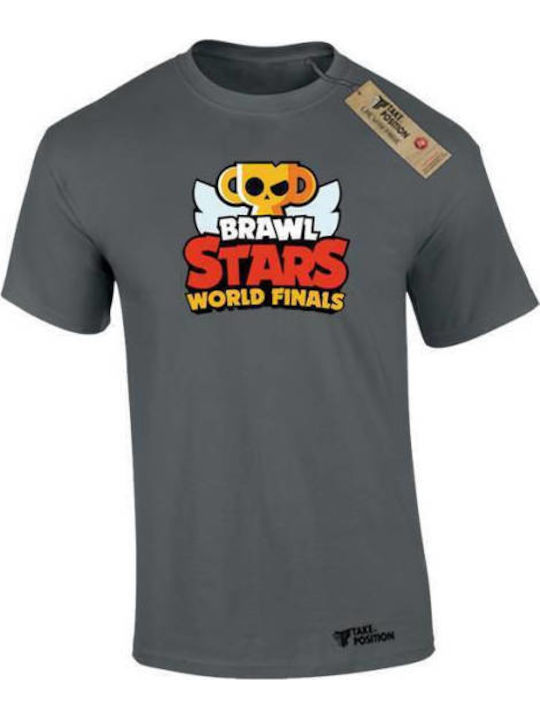 Men's Gaming Cotton T-Shirt Takeposition Brawl Stars World Finals Dark Gray 320-4506b-08
