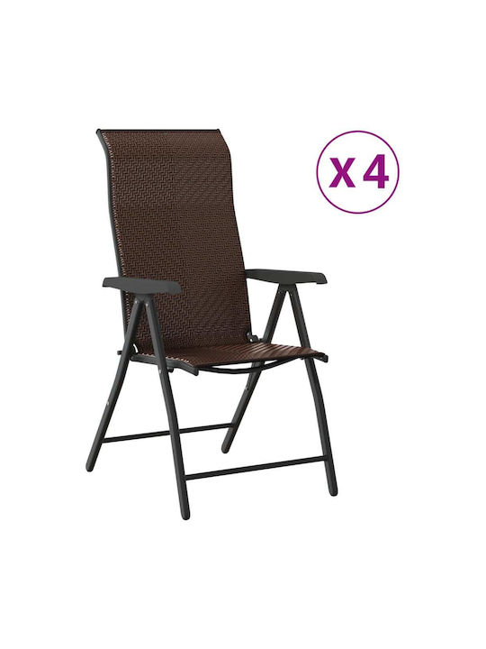 Καρέκλα Εξωτερικού Χώρου Rattan Καφέ 4τμχ 69x54.5x111εκ.