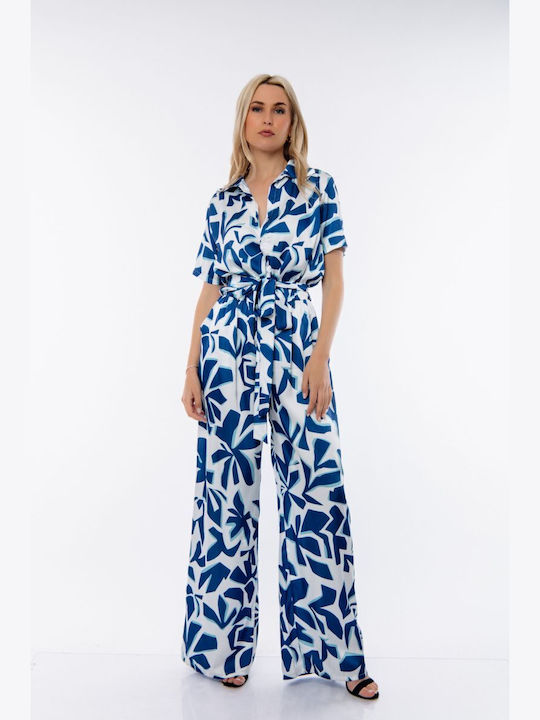 Blue Printed Jumpsuit