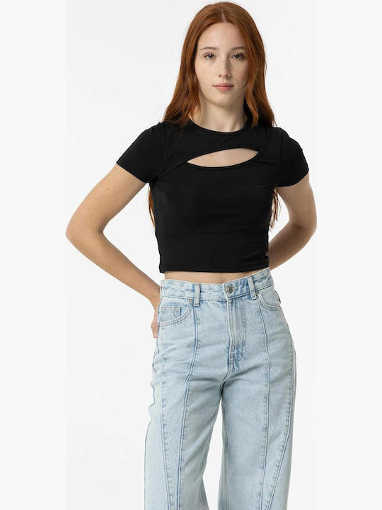 Tiffosi Kinder-Crop-Top Kurzarm Black