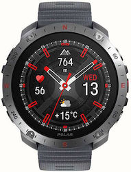 Polar Grit X2 Pro Stainless Steel 49mm Αδιάβροχο Smartwatch με Παλμογράφο (S/L Grey Silicone Strap)