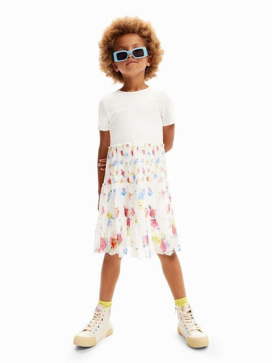 Desigual Kids Dress Floral Blanco