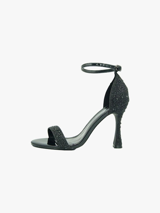 Strass Black Sandals