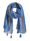 Cotton Blue-Gold Shawl-Pareo 180x100cm 5-43-254-0090