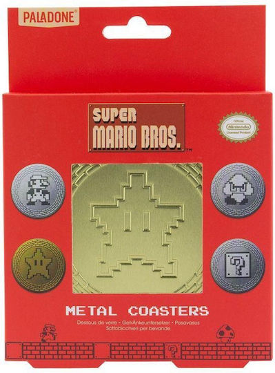 Super Mario Rotundă Suporturi pentru pahare Plastic Auriu 4buc Super Mario Rotundă Suporturi pentru pahare Plastic Auriu 4buc