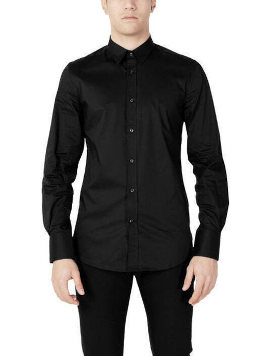 Antony Morato Men's Shirt Long Sleeve Cotton Black