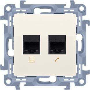 Kontakt-Simon Complete Double Telephone Socket Beige wc-t2xxxxx-01-41xx