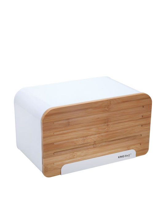 KING Hoff Wooden Bread Box White 35x20.4x21.5cm