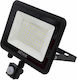 AWTools Στεγανός Προβολέας LED 50W Ψυχρό Λευκό 6000K με Αισθητήρα Κίνησης IP44