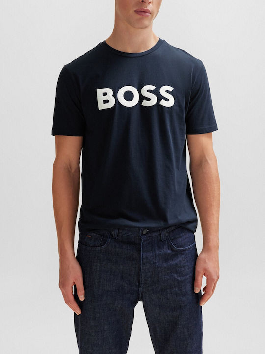 Hugo Boss Jersey T-shirt Bărbătesc cu Mânecă Scurtă Albastru închis