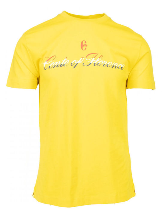 Conte Of Florence T-shirt Bărbătesc cu Mânecă Scurtă Yellow
