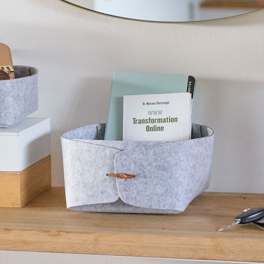 Storage Basket Fabric Gray 19x19x11.5cm 1pcs