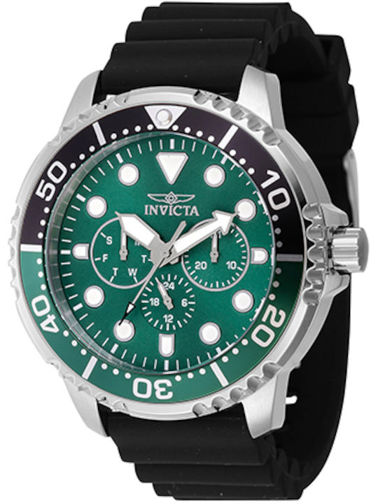Invicta Ανδρικό Ρολόι 48mm Μπαταρίας με Μαύρο Καουτσούκ Λουράκι