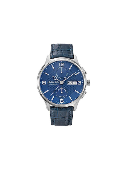 Mathey Tissot Uhr Chronograph Automatisch mit Blau Lederarmband