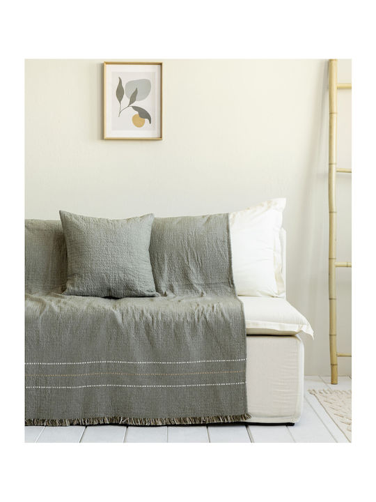 Nima Azura Cuvertură Pentru Canapea 4 Locuri Gofrat 180x350 cm Khaki