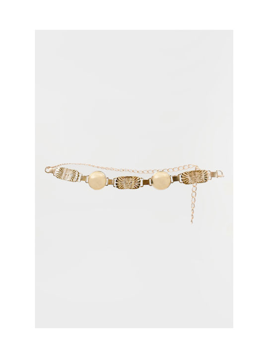 Leather Twist Women's Belt Chain Gold