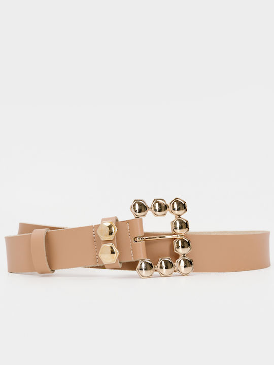 Leather Women's Belt Beige