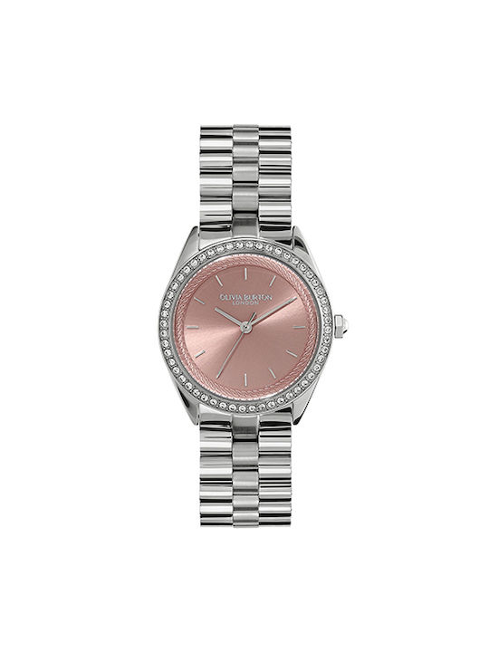 Olivia Burton Bejewelled Watch with Silver Metal Bracelet